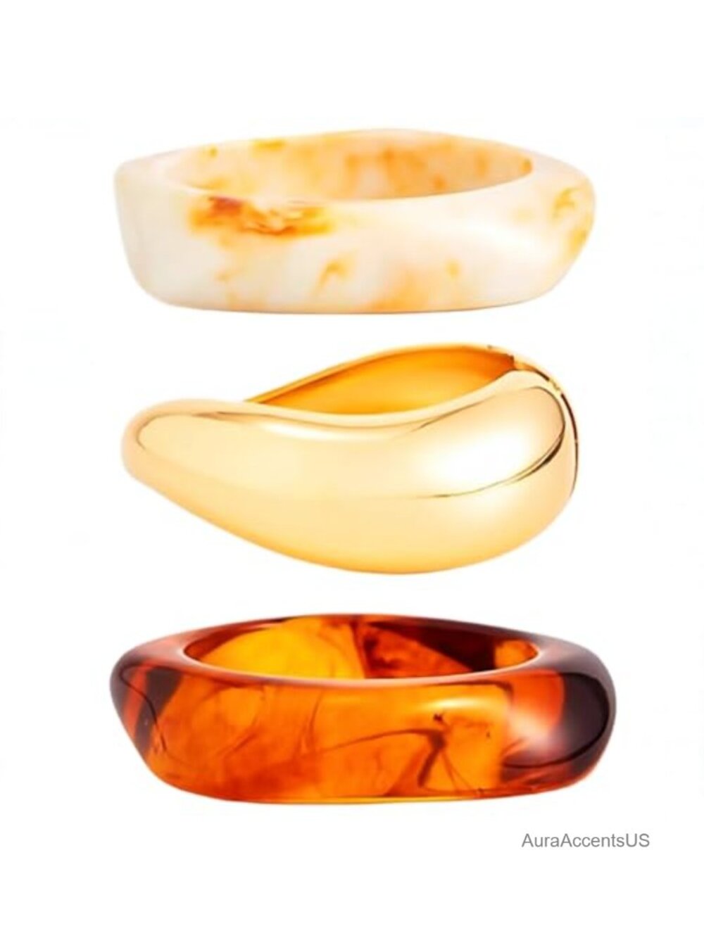 Chunky Acrylic Bangle Bracelets for Women Resin Cuff Statement 3-Pack